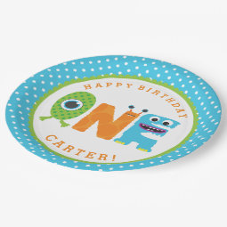 Monster First Birthday Paper Plates | Zazzle