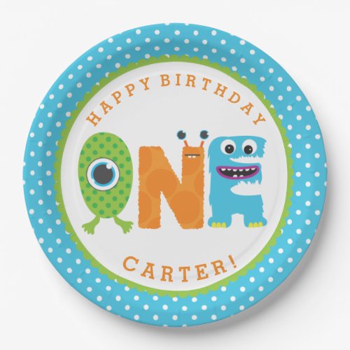 Monster First Birthday Paper Plates