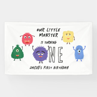 Monster First Birthday Party Banner