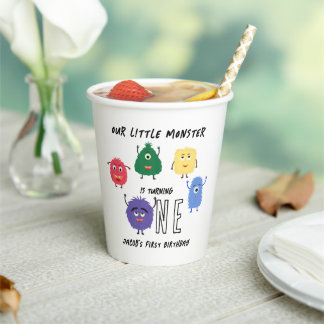 Monster First Birthday Party Paper Cups