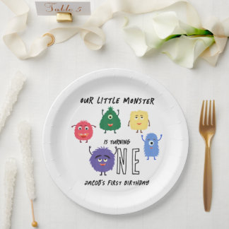 Monster First Birthday Party Paper Plates