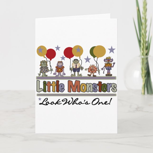 Monster First Birthday T shirts and Gifts Card (Front)