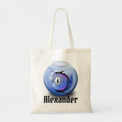 Monster Fish Personalize Halloween Trick_or_Treat Tote Bag