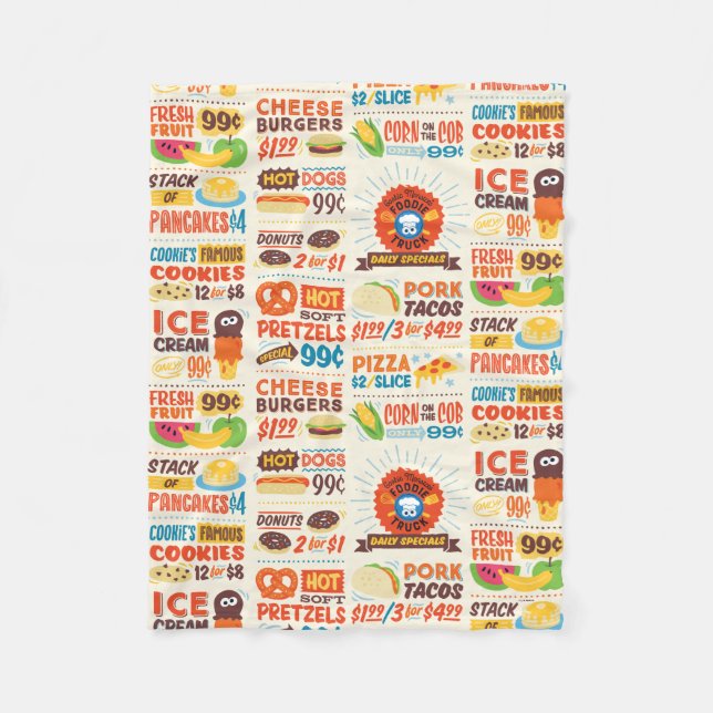 Monster Foodies Pattern Fleece Blanket (Front)