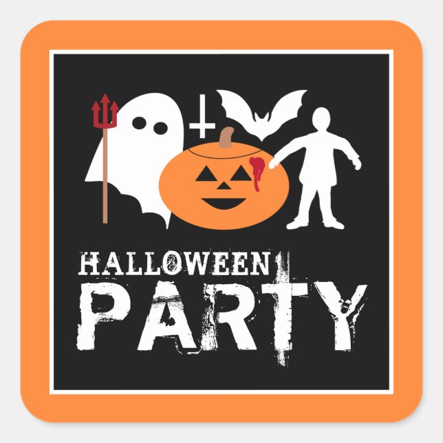 Monster Gang, Halloween Party Square Sticker (Front)