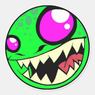 Monster Green Classic Round Sticker