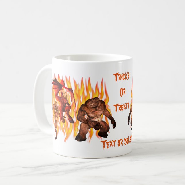 Monster Gremlin Flames Halloween Personalized  Coffee Mug (Front Left)