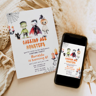 Monster Halloween Costume party boy birthday Invitation