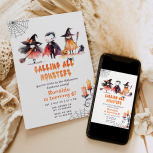 Monster Halloween Costume party boy birthday Invitation