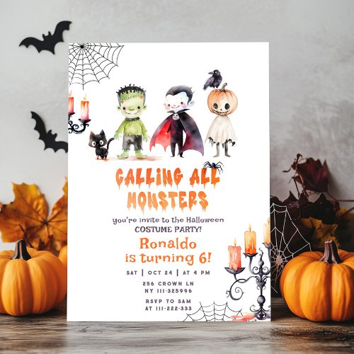 Monster Halloween Costume party boy birthday Invitation