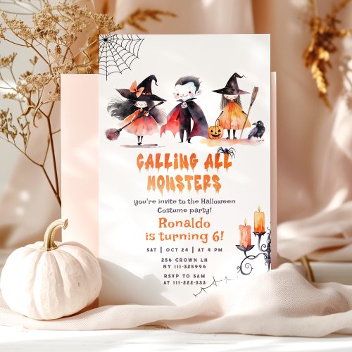 Monster Halloween Costume party boy birthday Invitation