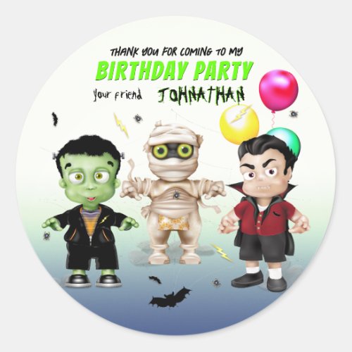 Monster Halloween Costume Party Classic Round Sticker