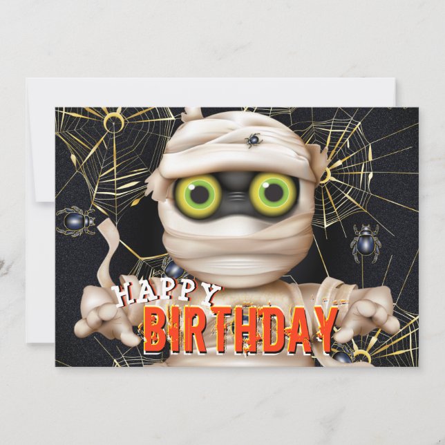 Monster Halloween Kids Birthday Card (Front)