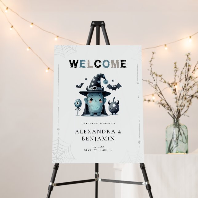 Monster Halloween October Coed Boy Baby Shower Foam Board (In Situ (Stand))