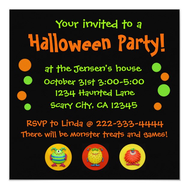 Monster Halloween Party Invitation