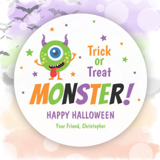 Monster Halloween Party Favors Sticker Tags