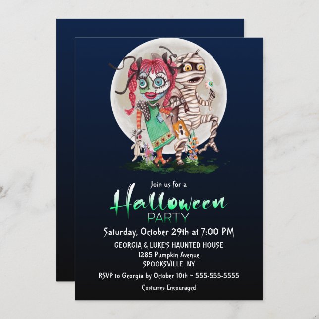 Monster Halloween Party Invitation (Front/Back)