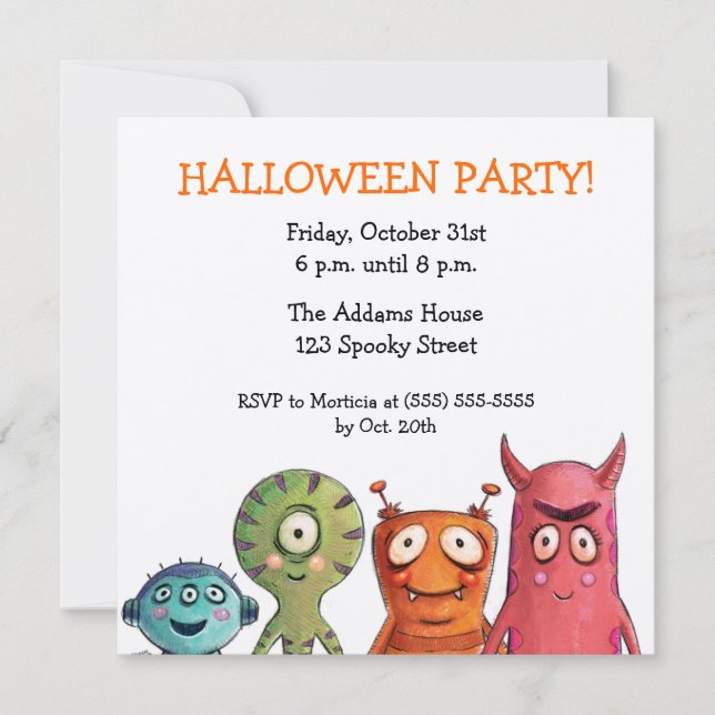 Monster Halloween Party Invitations (Front)