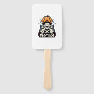 Monster Halloween Shirt with Pumpkin Moon Engravin Hand Fan