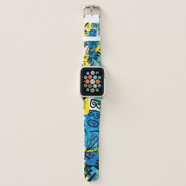 Monster Hand Drawn Kids Pattern Apple Watch Band (Front)