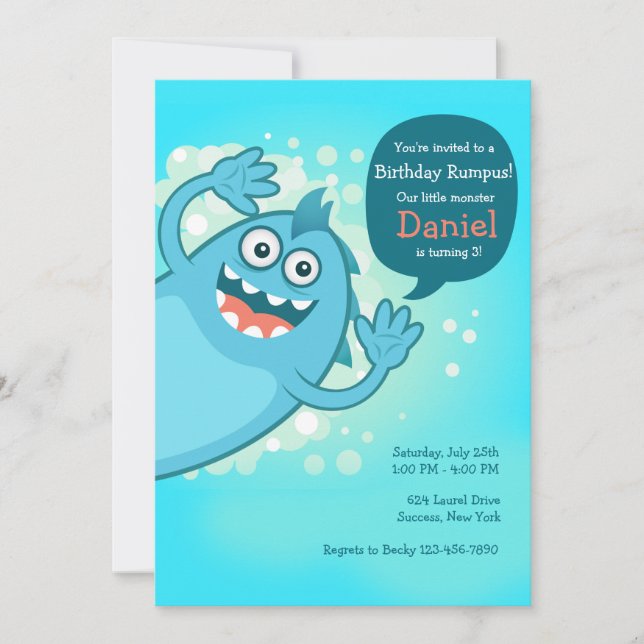 Monster Hello Invitation (Front)