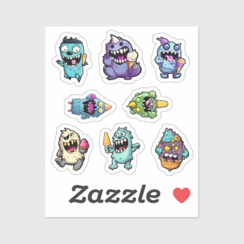 Monster Ice Cream Party Stickers pt 1