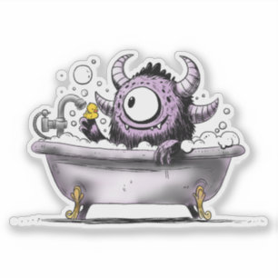 Monster in Bubble Bath Sticker