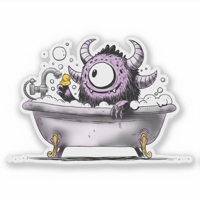 Monster in Bubble Bath Sticker (Front)