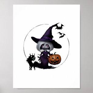 Monster In Halloween Sticker Poster