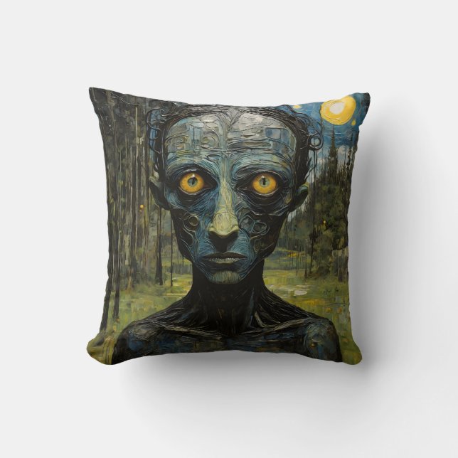 Monster in the forest throw pillow (Front)