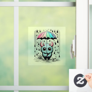 Monster in the Rain Window Cling
