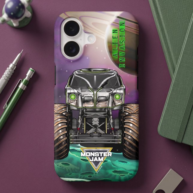 Monster Jam Alien Invasion Case-Mate iPhone Case (Simulated phone on desk)