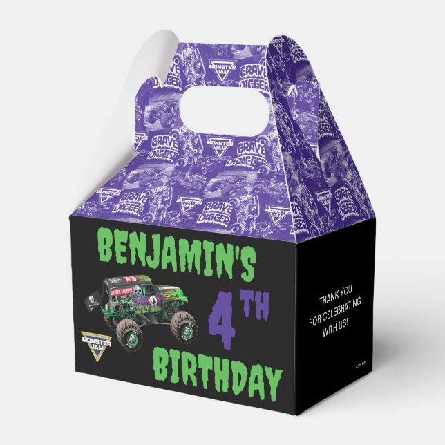 Monster Jam Grave Digger Birthday Favor Boxes (Front Side)