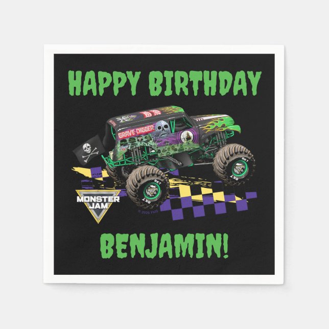 Monster Jam Grave Digger Birthday Napkins (Front)