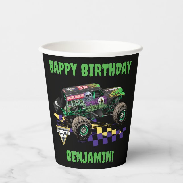 Monster Jam Grave Digger Birthday Paper Cups (Front)