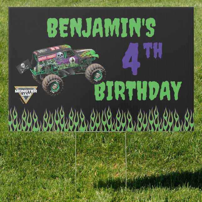 Monster Jam Grave Digger Birthday Sign (Insitu)