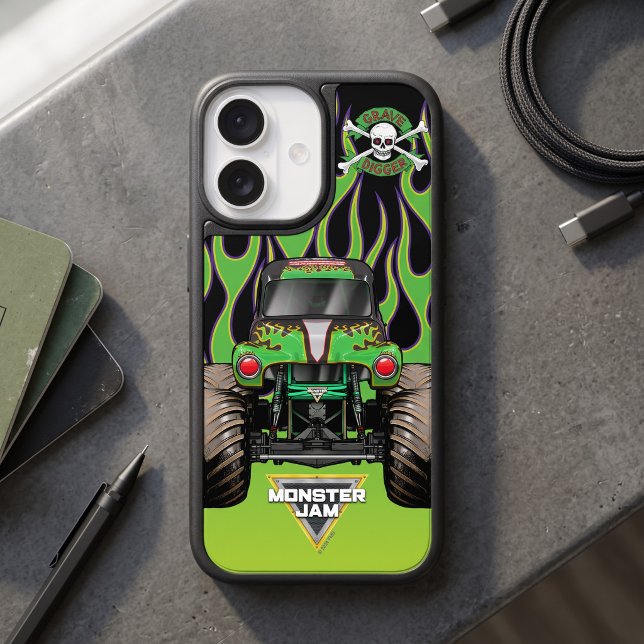 Monster Jam Grave Digger Otterbox iPhone Case (Simulated phone on desk)