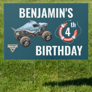 Monster Jam Megalodon Birthday Sign