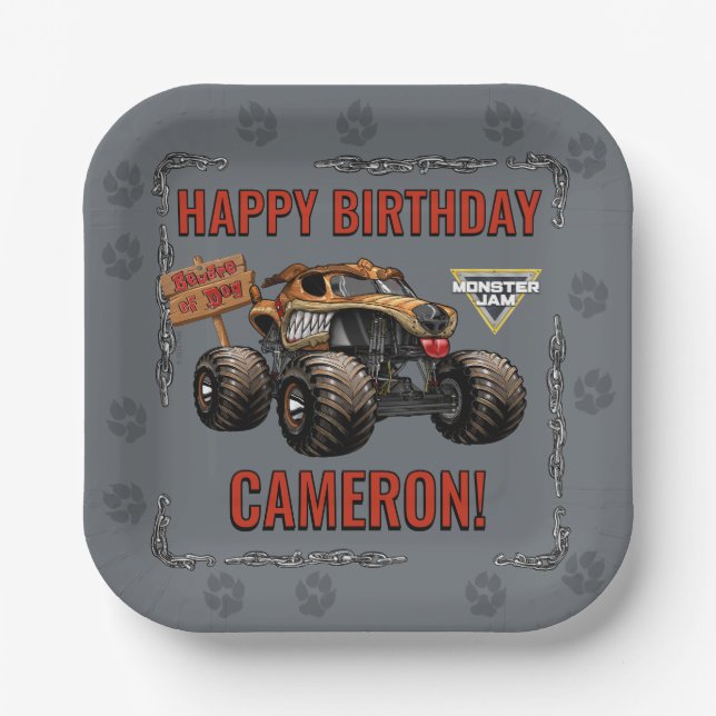 Monster Jam - Monster Mutt Birthday Paper Plates (Front)