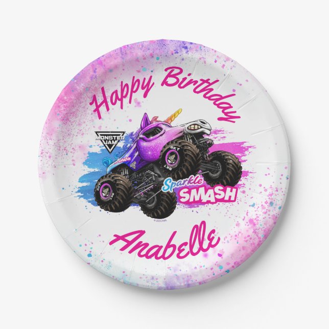 Monster Jam - Sparkle Smash Birthday Paper Plates (Front)