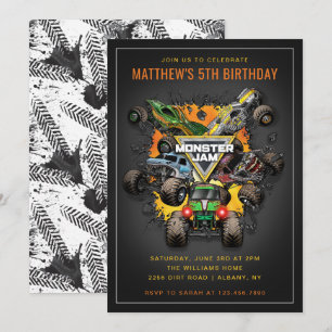 Monster Jam Trucks Birthday  Invitation