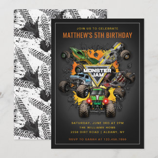 Monster Jam Trucks Birthday Invitation
