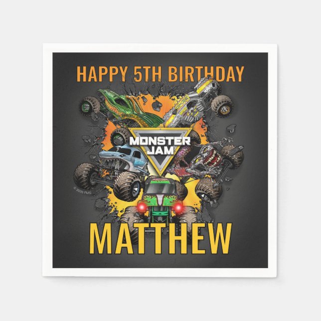 Monster Jam Trucks Birthday Napkins (Front)