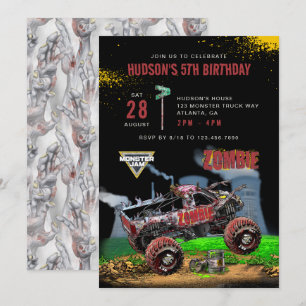 Monster Jam - Zombie Birthday Invitation