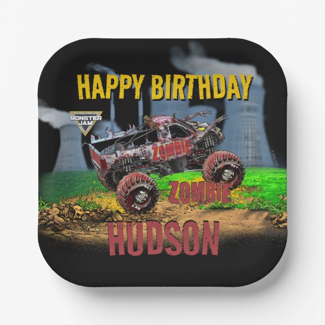 Monster Jam - Zombie Birthday Paper Plates (Front)