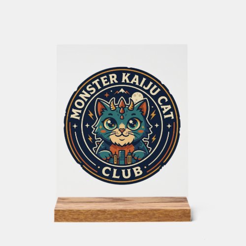 Monster Kaiju Cat Cat Graphic Tee Art - Monster Ka Acrylic Sign