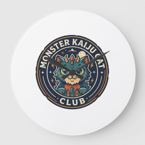 Monster Kaiju Cat Cat Graphic Tee Art - Monster Ka Large Clock