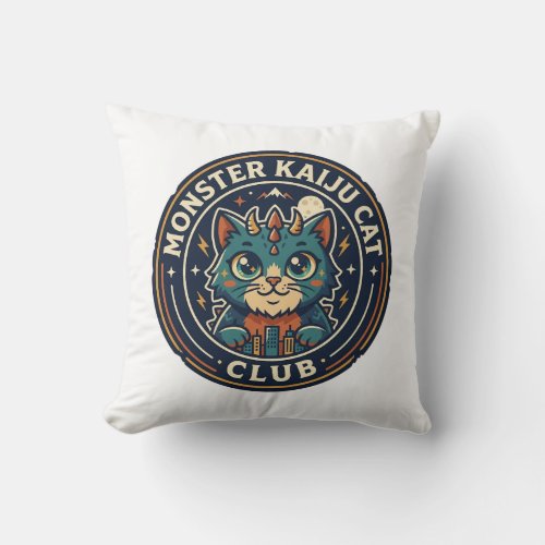 Monster Kaiju Cat Cat Graphic Tee Art - Monster Ka Throw Pillow