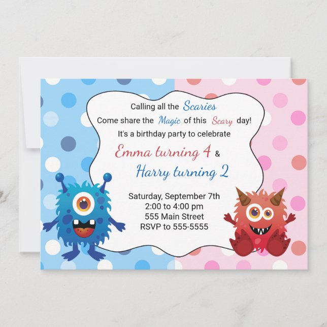 Monster Kids Birthday Invitation (Front)