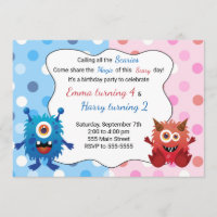 Monster Kids Birthday Invitation